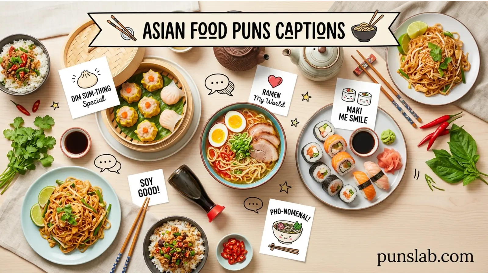 Asian Food Puns Captions