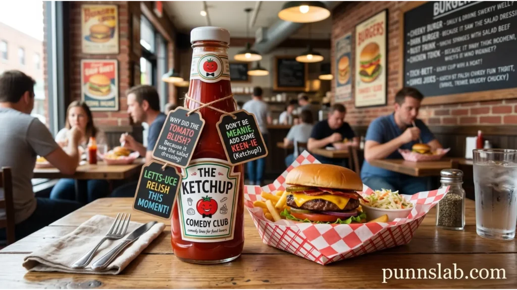 burger joint ketchup comedy lines