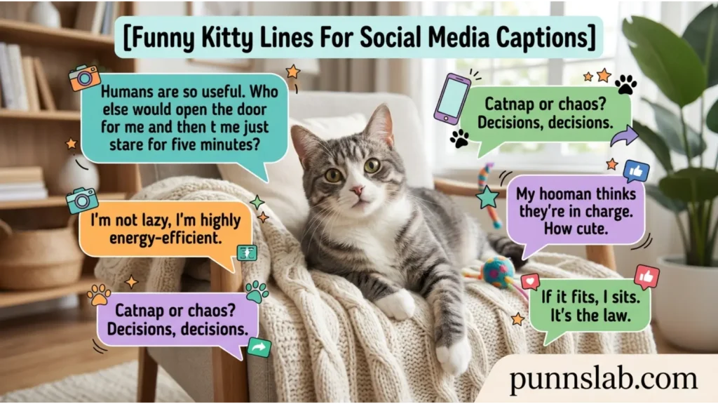 Funny Kitty Lines For Social Media Captions