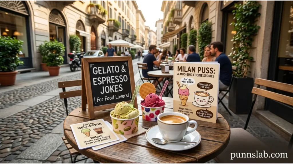 Gelato and espresso Milan jokes