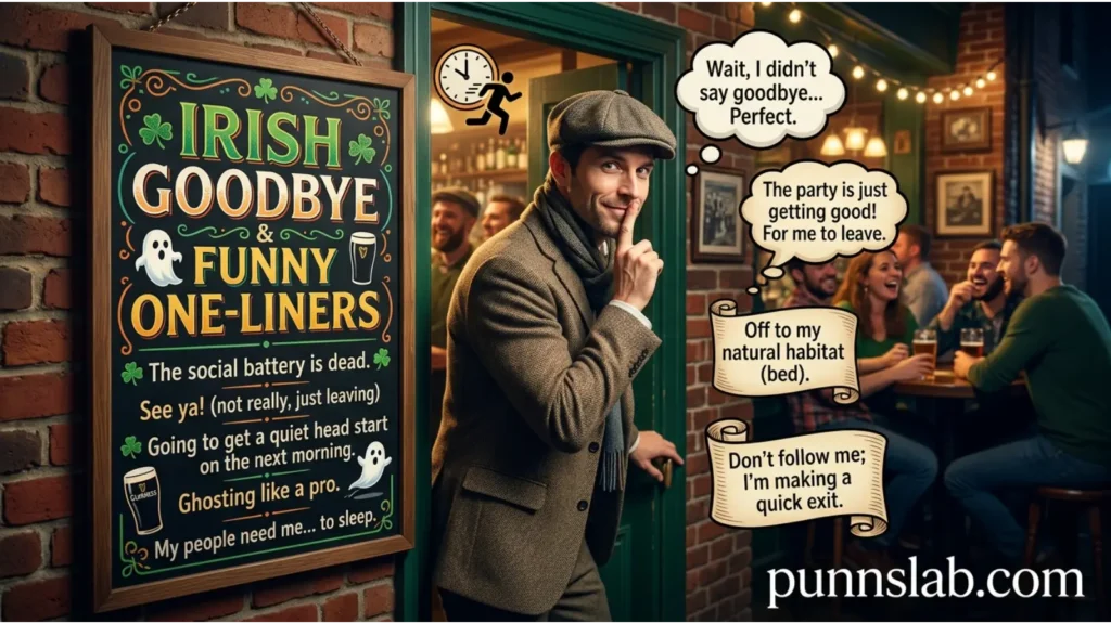 Irish Goodbye And Funny One Liners