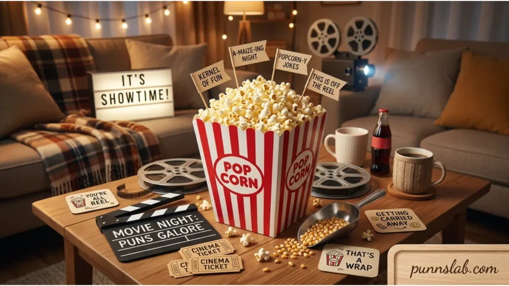 Popcorn Filled Movie Night Puns