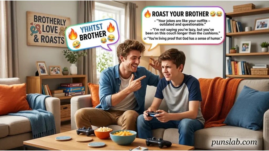 Roast your brother jokes for playful family teasing