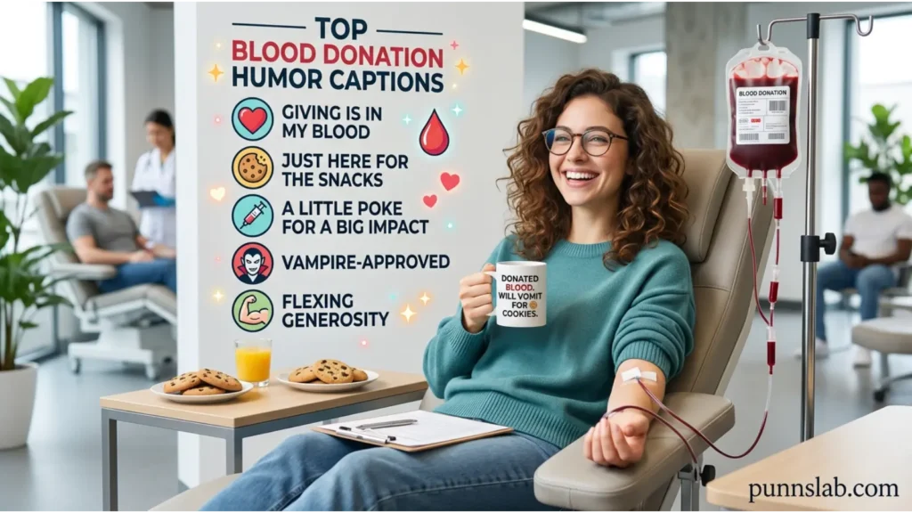 Blood donation humor captions