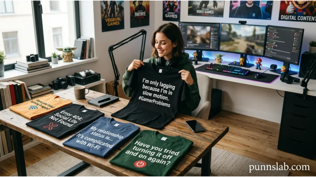 Meme style shirt jokes for digital entertainment